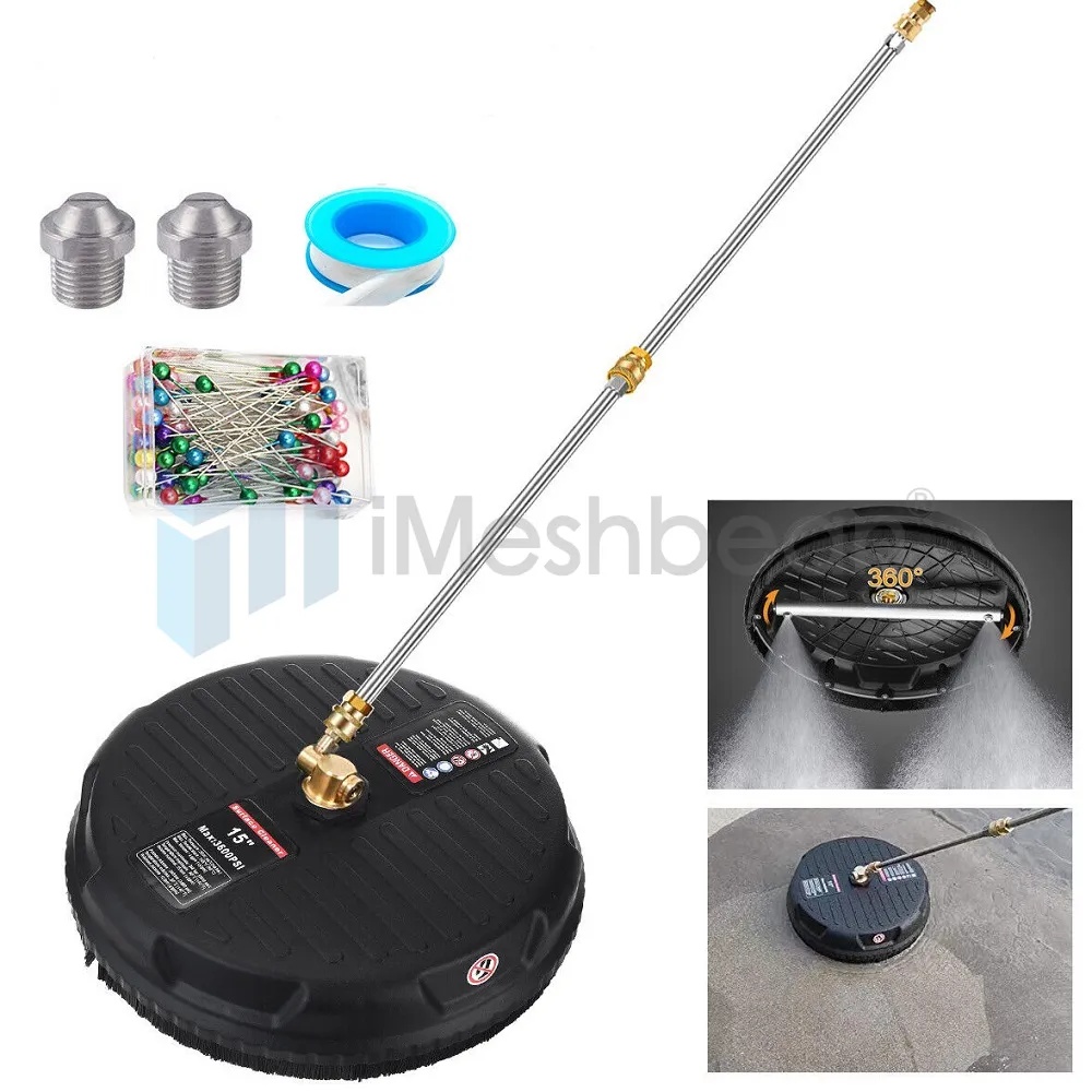 15" Pressure Washer Surface Cleaner w/ 2 Extension Wand& Quick Connect 3600 PSI