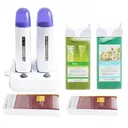 Double Depilatory Roll on Wax Heater Roller Warmer Cartridge Strips Hair Removal Kit