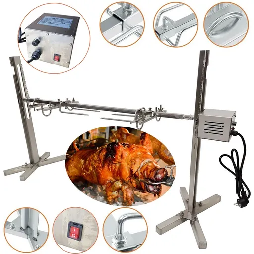 51" BBQ Barbecue Rotating Motor Rotisserie Spit Roaster Outdoor Portable Grill