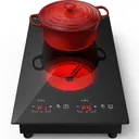 Electric Induction Cooktop 2 Burner Ceramic Glass Stove Top Touch Control 220V