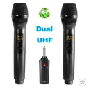 Pro UHF Wireless Dual Handheld Microphone System Set Rechargeable Karaoke Church