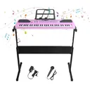 61 Key Electric Digital Piano Music Keyboard With Microphone Stand For Kids Beginner Birthday Christmas Gifts Pink