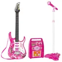 iMeshbean Kids Electric Guitar With Amp Microphone AUX Pink Electric Guitar Kit Play Set Childrens