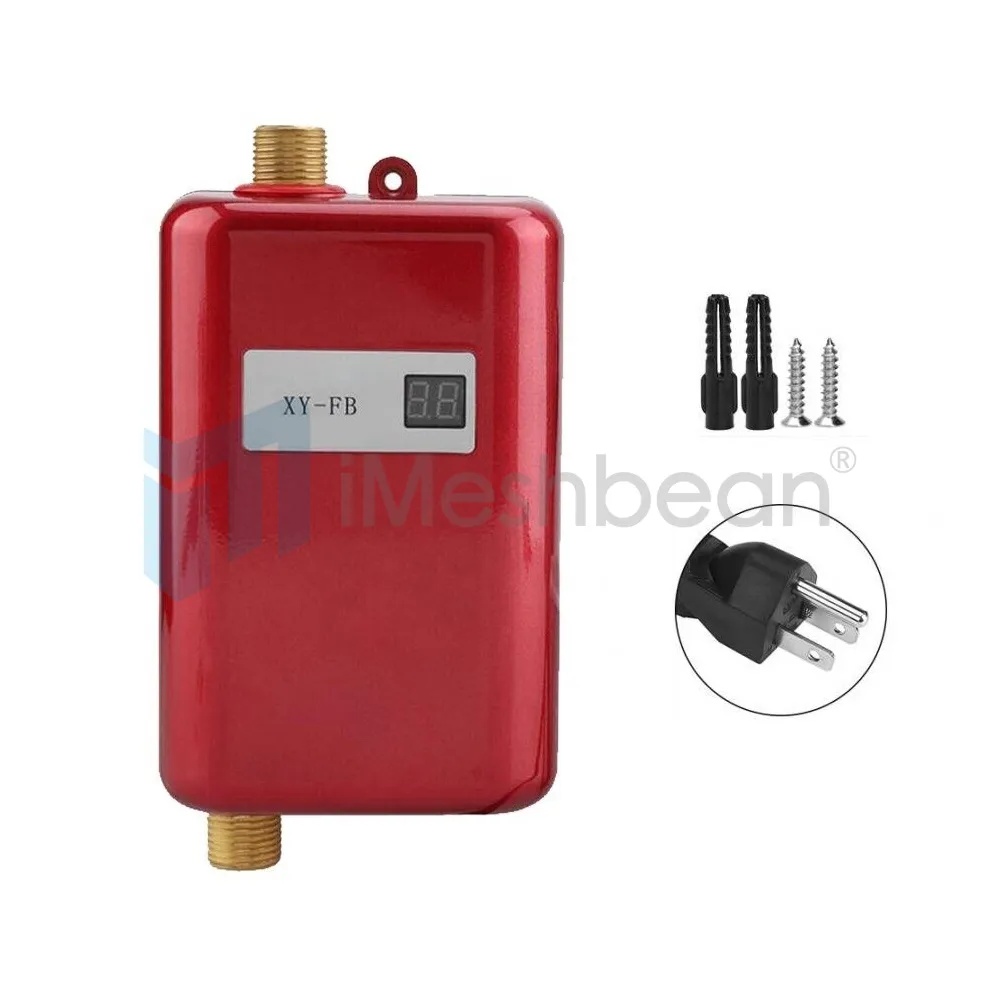 3000W Digital Tankless Electric Instant Water Heater Shower Kitchen Wholehouse, Red