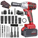 520Nm 1/2" Electric Impact Wrench Cordless Brushless Gun with Battery Driver Tool