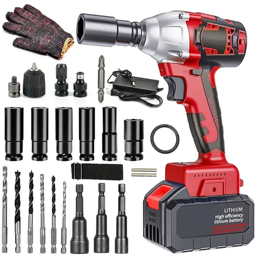 520Nm 1/2" Electric Impact Wrench Cordless Brushless Gun with Battery Driver Tool