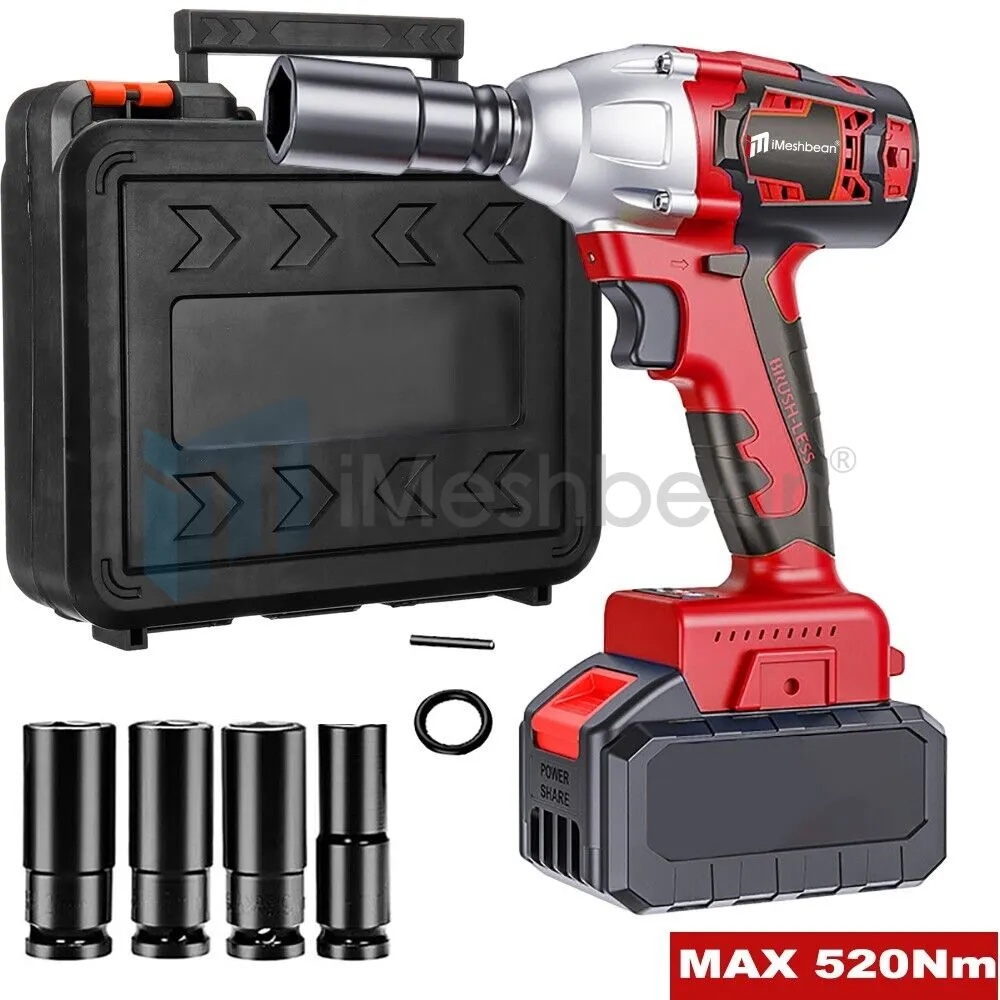 20V Cordless Impact Wrench 1/2"Brushless Electric Wrench Driver 800Nm w/ Battery