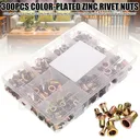 300 pcs Zinc Steel Rivet Nut Kit Rivnut Insert Nutsert Assort Metric Threaded