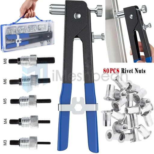 86 Pcs Threaded Nut Rivet Gun M3-m8 Insert Tool Riveter Rivnut Nutsert Riveting