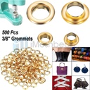 500 Grommet Kit 3/8" Inside Diameter Grommet Setting Tool Metal Eyelets +Washer