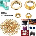 500 Grommet Kit 1/2" Inside Diameter Grommet Setting Tool Metal Eyelets +Washer