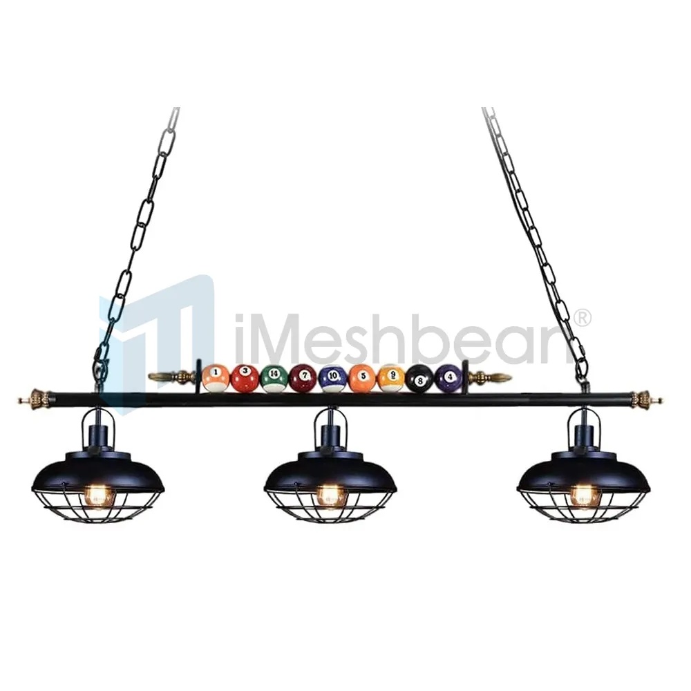45" Hanging Pool Table Lights Fixture Billiard Pendant Lamp w/ 3 Metal Shades