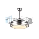 Invisible 42" Dimmable Ceiling Fan Light Retractable Blade Dining Room Chandelier