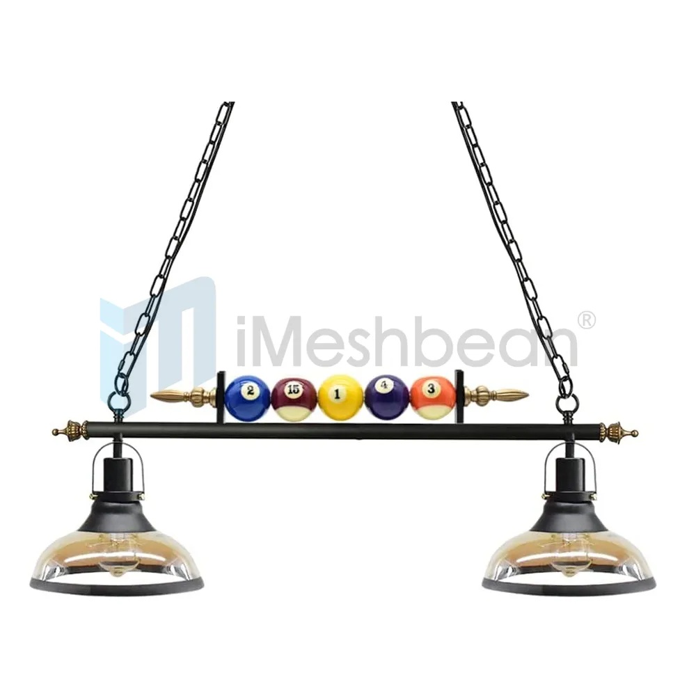 31" Hanging Pool Table Lights Fixture Billiard Pendant Lamp w/ 2 Glass Shades