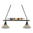 31" Hanging Pool Table Lights Fixture Billiard Pendant Lamp w/ 2 Glass Shades