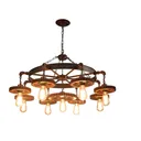 Industrial Rustic Chandelier Gear Shades Adjustable Chain Pendant Light with 7 Heads