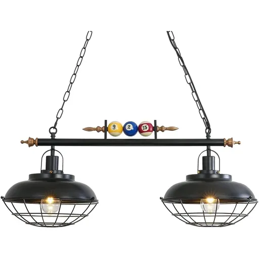 31" Pool Tablet Lighting Fixtures Billiard Ceiling Lamp with 2 Metal Shades