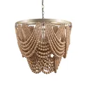 4-Light Boho Draped Wood Beaded Farmhouse Chandelier Ceiling Room Light Fixture