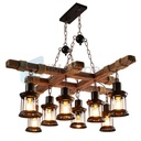 8-Light Farmhouse Furniture Wood Chandelier Pendant Lighting Fixture Kitchen Bar