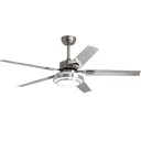 Ceiling Fan Light 52'' Stainless Steel 5-Blades LED Fan Lamp w/ Remote Control