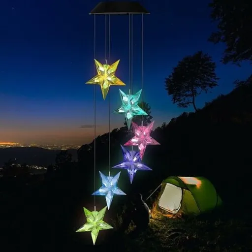 Star LED Color-Changing Power Solar Wind Chimes Yard Home Garden Decor