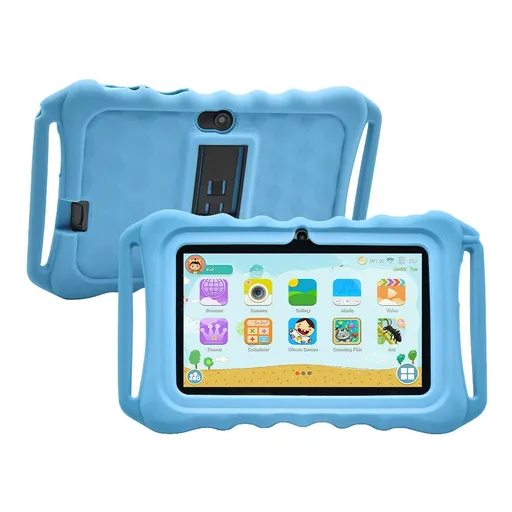 Blue 7" Android 8.1 Tablet PC For Kids Quad-Core Dual Cameras WiFi Bundle Case