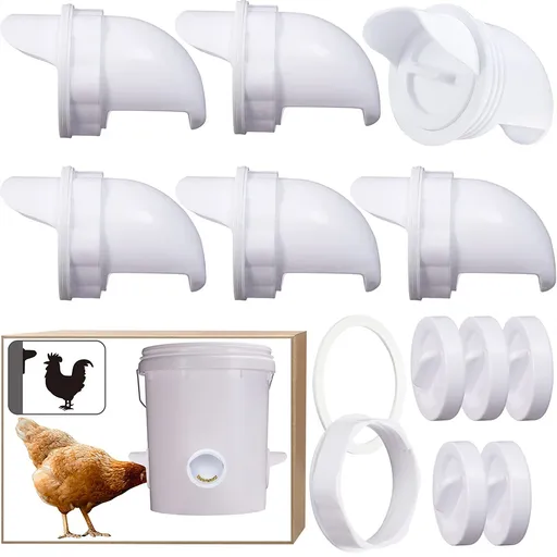 6 Pack DIY Chicken Feeder Kit Leakproof Poultry Food Feeding Container Tool