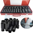 35pcs 1/2" Drive Deep Impact Socket Set Axle Hub Nut 6-Point Metric CR-V 8-32mm