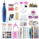 Acrylic Nail Drill Nail Art Tool DIY Nail Decor Kit Powder Glitter Sticker -Blue