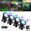 Submersible 144 LED RGB Pond Spot 4 Lights Underwater Pool Fountain +IR Remote