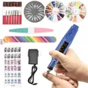 Blue Pen Shape Electric Nail Drill Manicure Filer Kit Nail Polishing Machine Set + wheel+ French tip