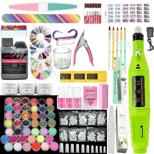 42 Nail Powder Kit Portable Nail Art Drill Kit Electric File Buffer Bits Acrylic