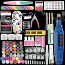 Portable Nail Art Drill Kit Electric File Buffer Bits Acrylic+42 Nail Powder Kit