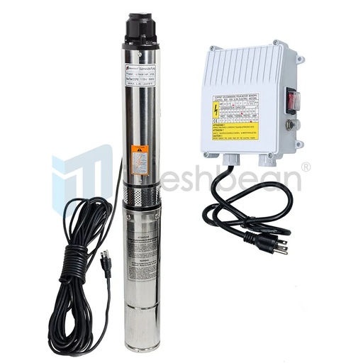 iMeshbean 4" 1HP Deep Well Pump 207' Head 33GPM 110V Stainless Steel Submersible Pump