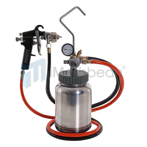 2 Quart Paint Pressure Pot With Spray Gun And 5 Foot Air And Fluid Hose Assembly