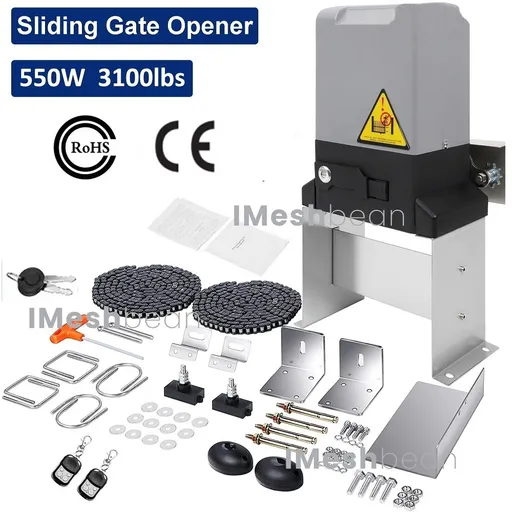550W 3100lbs Automatic Sliding Gate Opener Remote Control With 20FT Heavy Duty Chain