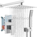 12"Shower Faucet Set System Rainfall Shower Head Combo w/Mixer Valve Kit Wall Mount