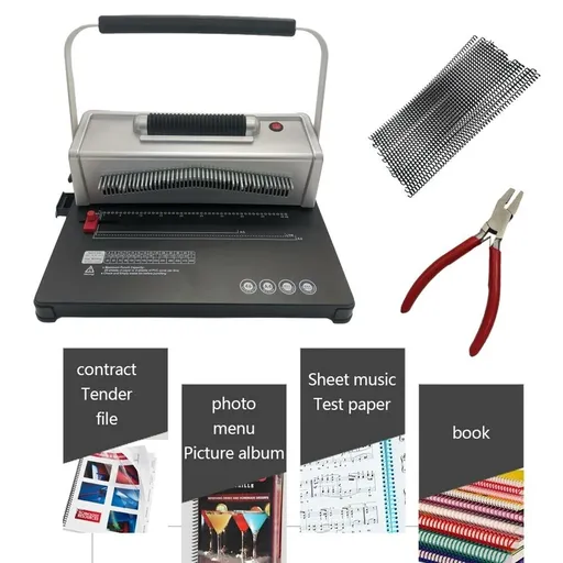 Electric Coil Spiral Binding Machine 46 Holes Spiral Coil Book Binder w/100 Coil