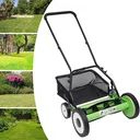 Manual Reel Lawn Mower,16inch,4 Wheel w/Adjustable Cutting Height Grass Catcher