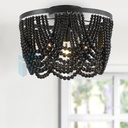 12.6 inch Boho Chandelier Wood Beaded Chandelier for Dinning Room Bedroom Hallway