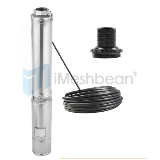 iMeshbean 4" 1HP Submersible Pump 207" Head 37 GPM 110V Stainless Steel with 100" Electric Cord