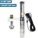 3" Deep Well Submersible Pump 3/4 HP Deep Well Pump 220V Submersible Water Pump 60Hz