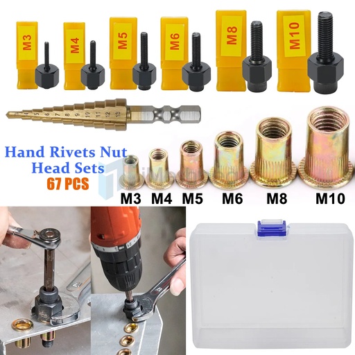 iMeshbean Hand Rivet Nut Gun Head Nuts Nutsert Tool Simple Installation Manual Riveter Rivnut Tool Kit