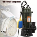 1HP 750W Cast Iron Sewage Submersible Sump Pump 4000GPH w/66ft HOSE 110V