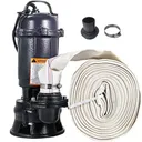 2HP Submersible Sump Pump 1500W Cast Iron Sewage Pump 6498GPH w/66ft HOSE 220V