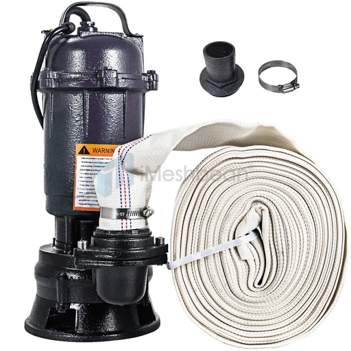 2HP Submersible Sump Pump 1500W Cast Iron Sewage Pump 6498GPH w/66ft HOSE 220V