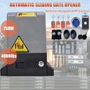 750W Rack Driven Sliding Gate Opener 4000lbs APP Controls 4 Remotes 13.12FT Rack