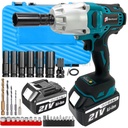 21V 1/2" Brushless Cordless High Torque Drill/Driver Impact Wrench 2 Battery 800