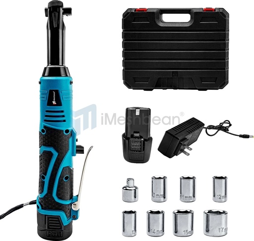 18V Extended Cordless Ratchet Wrench 3/8" Electric Ratchet Wrench Set 450RPM 