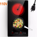 12" Electric Ceramic Cooktop Built-in Radiant Stove Top 2 Burners 110V